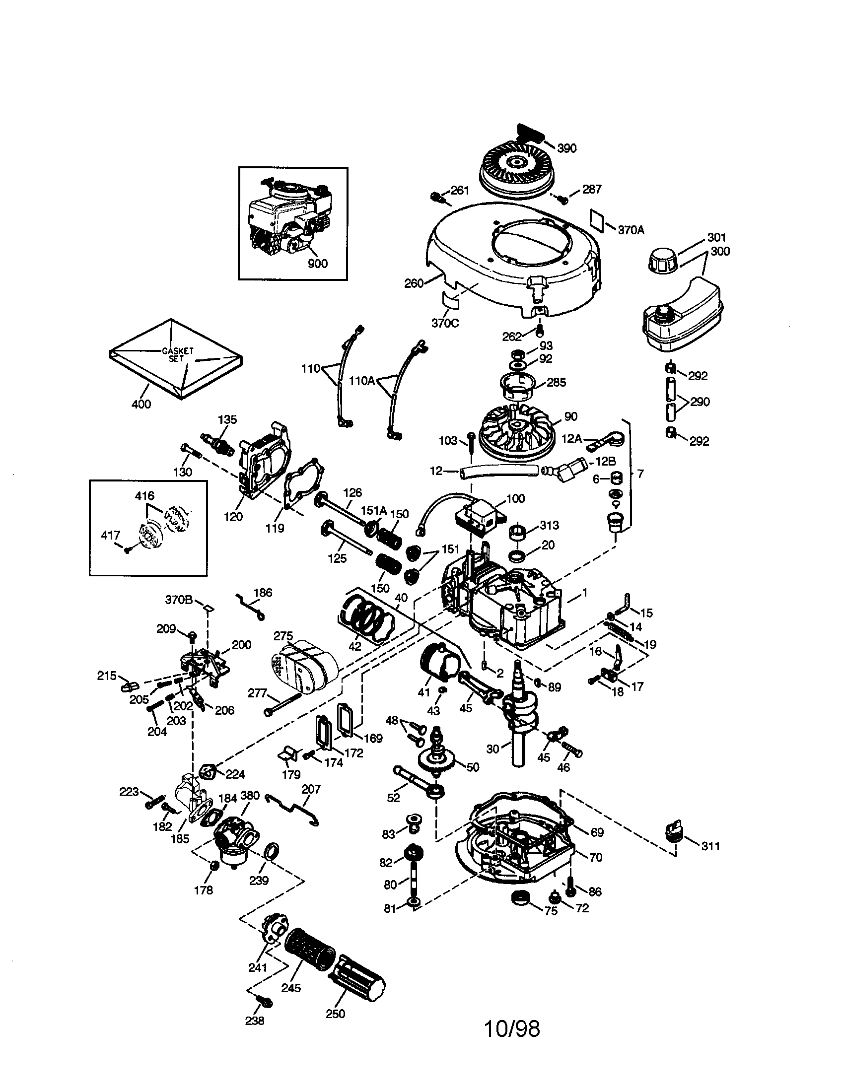 Craftsman 4-cycle Engine Diagram and Parts List for 143993502  Craftsman Engine