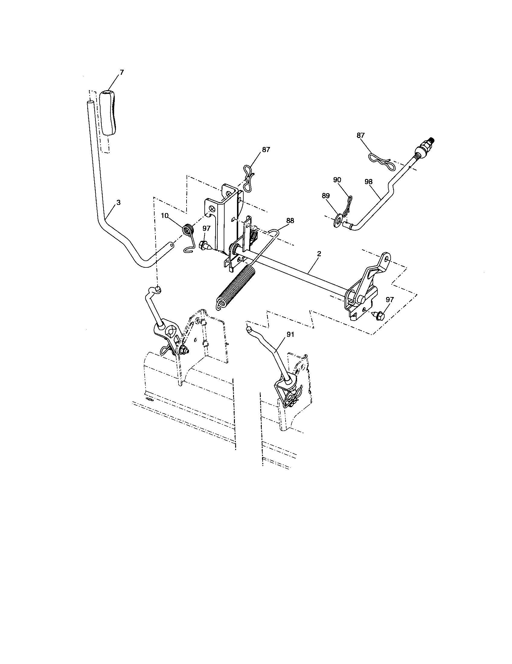 Lift Assembly Diagram and Parts List for 917276683  Craftsman Lawn Tractor