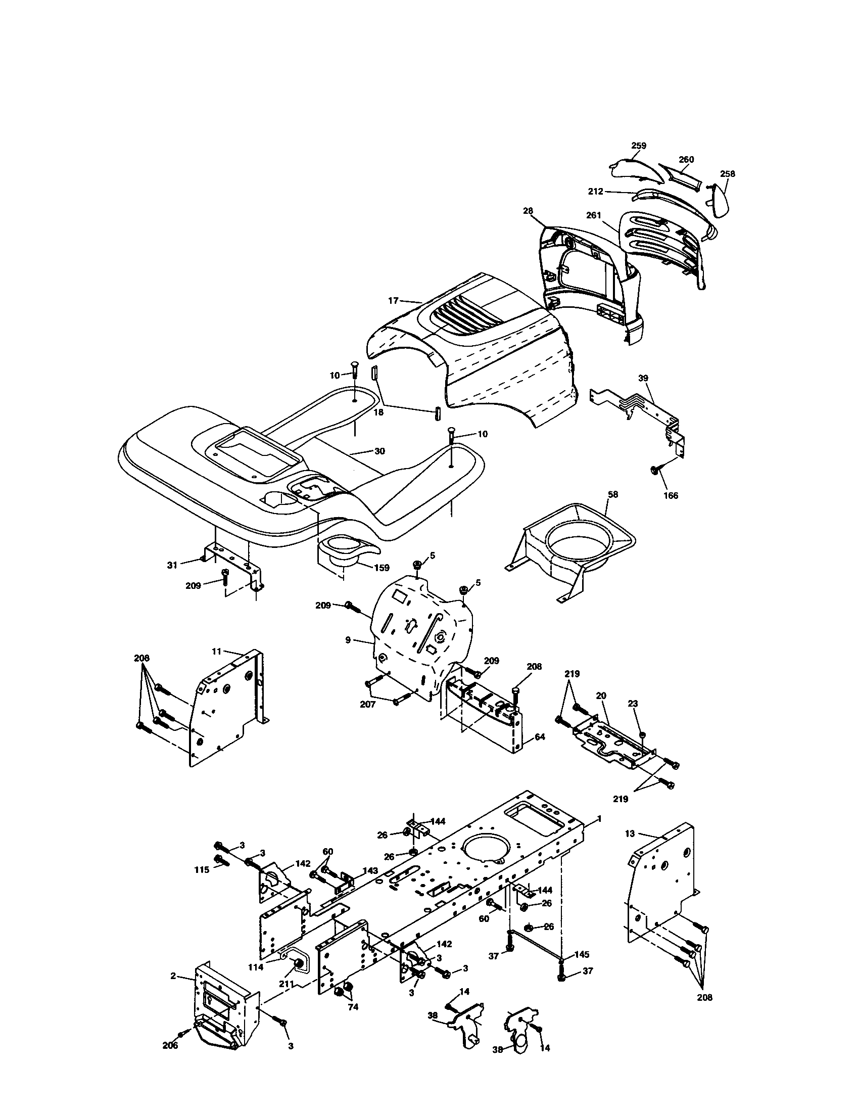 Chassis And Enclosures Diagram and Parts List for 917277230  Craftsman Lawn Tractor
