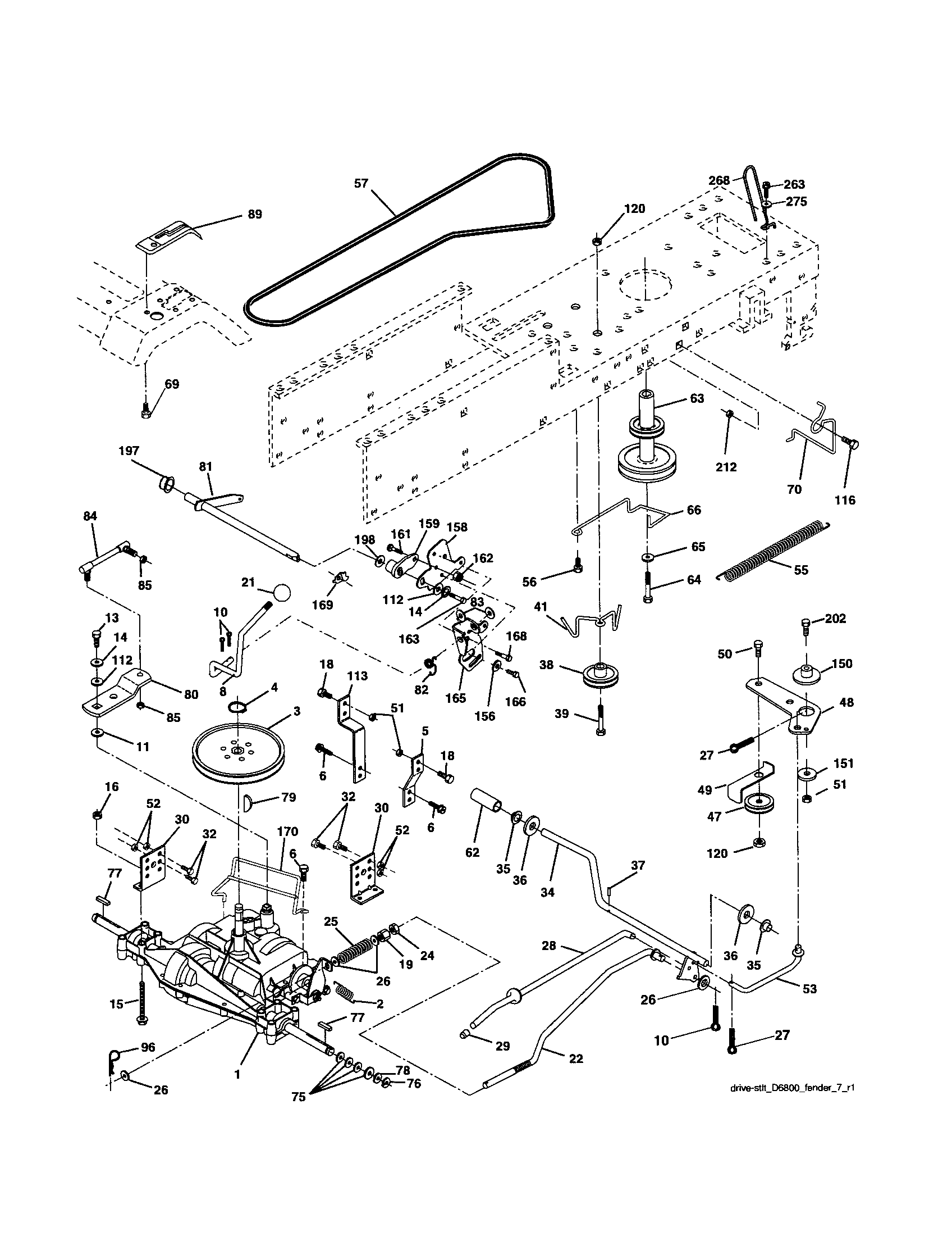 Ground Drive Diagram and Parts List for 917253280  Craftsman Lawn Tractor