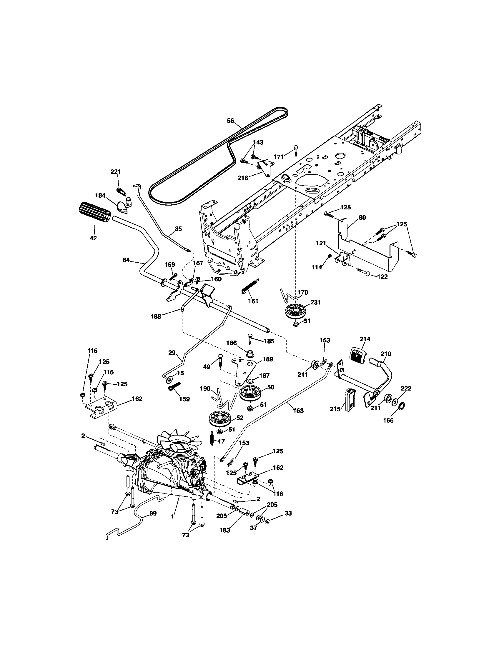 Ground Drive Diagram and Parts List for 917288142  Craftsman Lawn Tractor