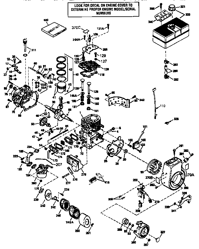 4-cycle, 10 Hp Engine 71/143 Diagram and Parts List for 143961007  Craftsman Engine