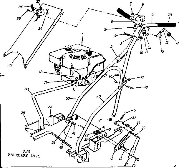 Handle Assembly Diagram and Parts List for 24788102  Craftsman Lawn Mower