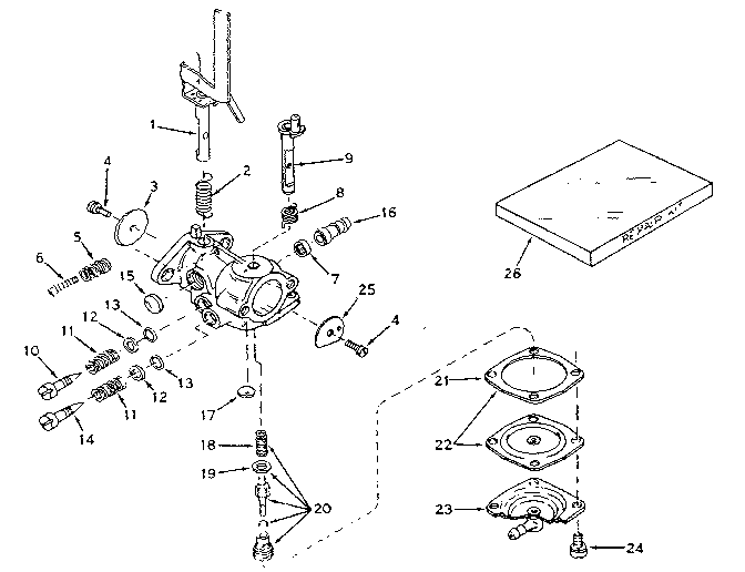 Carburetor Diagram and Parts List for 200203182  Craftsman Engine