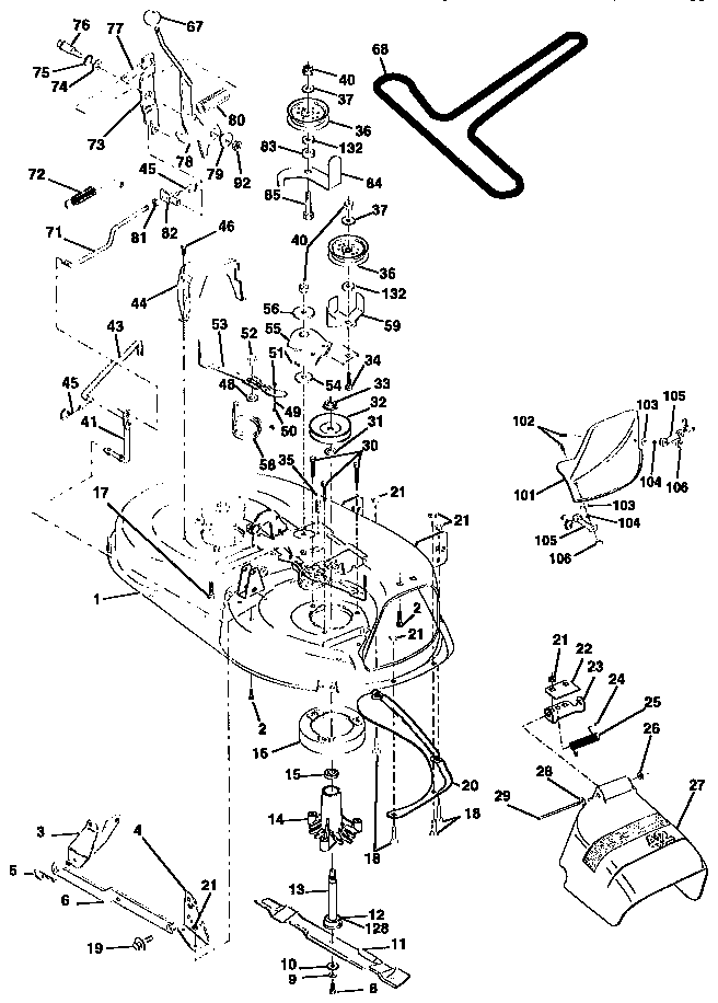 Mower Diagram and Parts List for 917258070  Craftsman Lawn Tractor