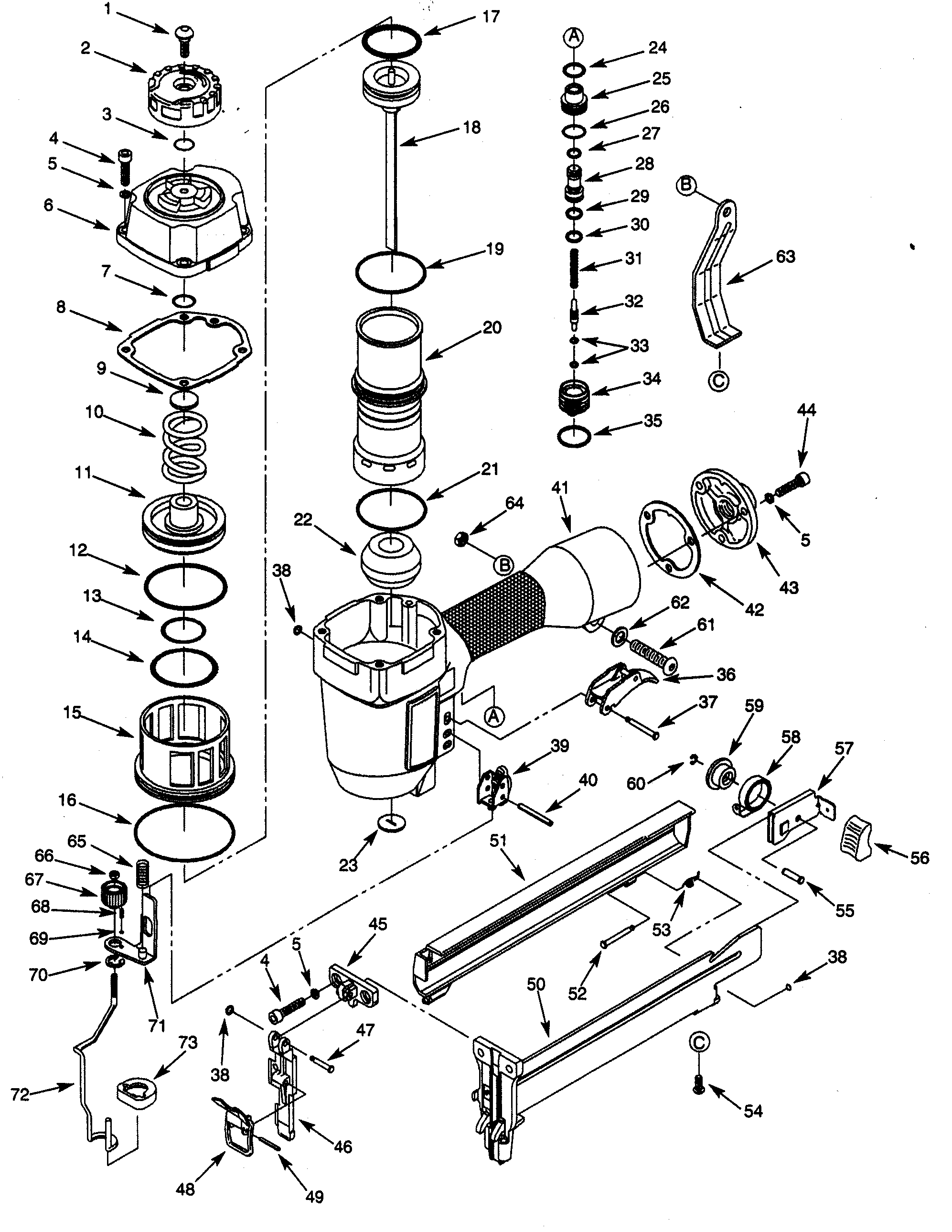 Stapler Diagram and Parts List for 351184350  Craftsman 