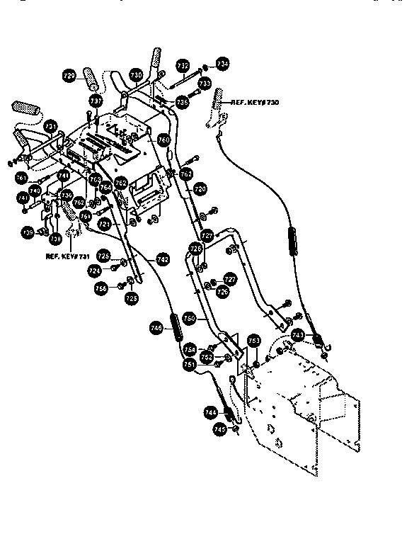 Handle Assembly Diagram and Parts List for 536886390  Craftsman Snow Blower