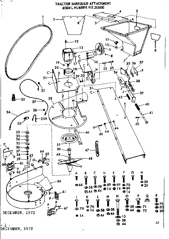 Replacement Parts Diagram and Parts List for 917253430  Craftsman Lawn Tractor