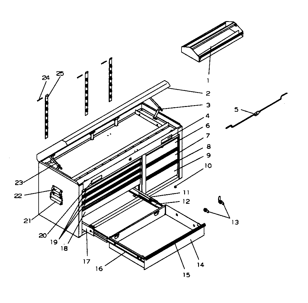8 Drawer Chest Diagram and Parts List for 706597232  Craftsman Tool Stand & Cart