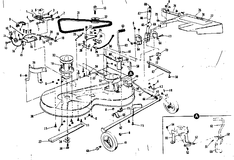 Mower Deck Diagram and Parts List for 536250921  Craftsman Lawn Tractor
