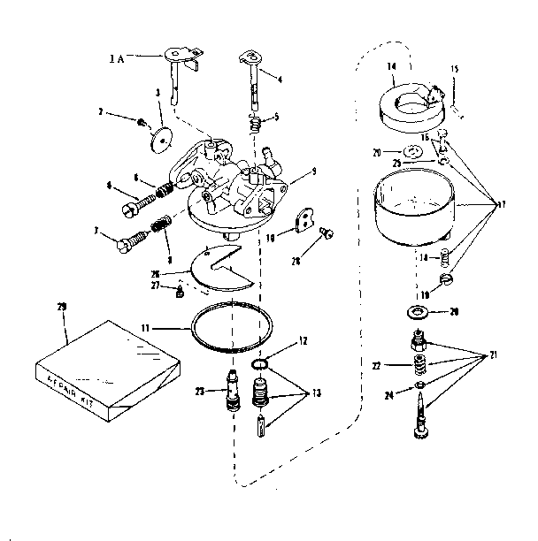 Carburetor Diagram and Parts List for 143124071  Craftsman Engine