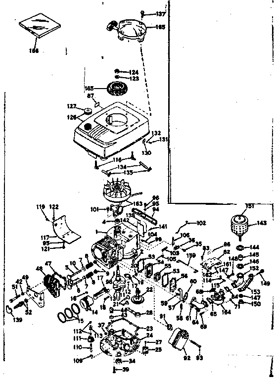 Basic Engine Diagram and Parts List for 143145032  Craftsman Engine