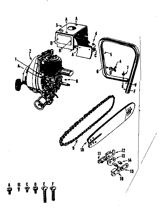 Engine/chain And Guide Bar Diagram and Parts List for 91760036  Craftsman Chainsaw