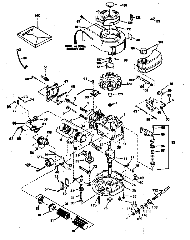 Engine Diagram and Parts List for 143384062  Craftsman Engine