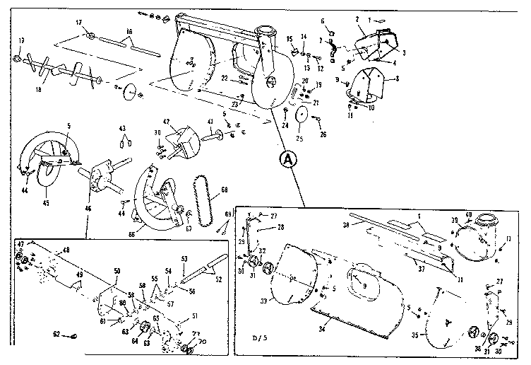 Auger Housing Assembly Diagram and Parts List for 536906201  Craftsman Snow Blower
