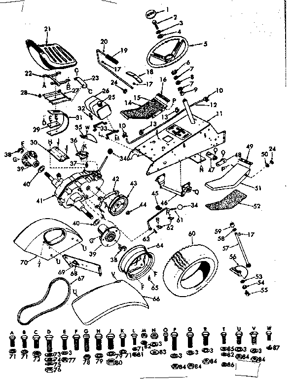 Steering And Final Drive Diagram and Parts List for 91725874  Craftsman Lawn Tractor