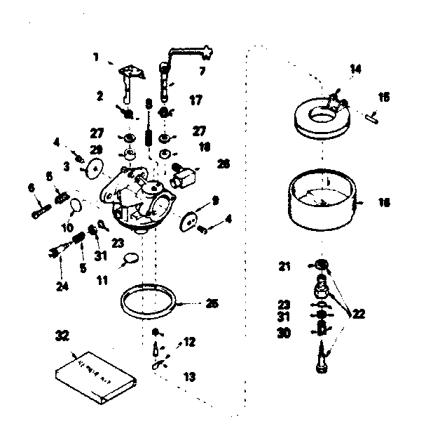 Carburetor No. 631921 Diagram and Parts List for 143784142  Craftsman Engine