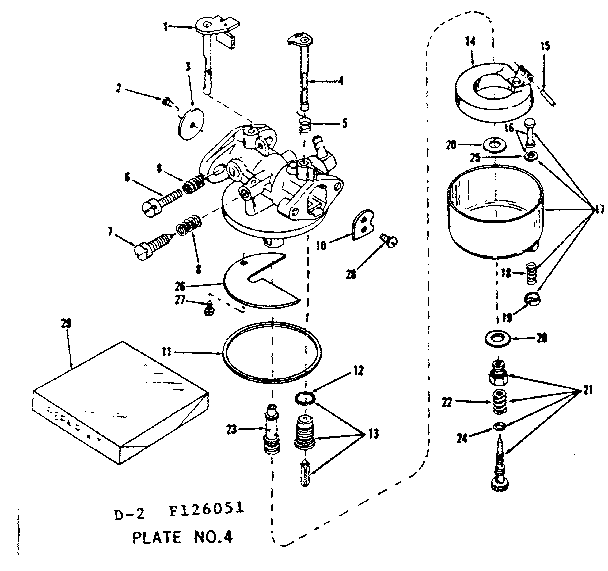 Carburetor Diagram and Parts List for 143126051  Craftsman Engine