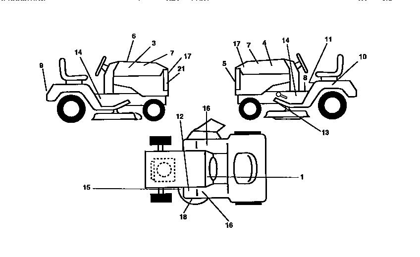 Decals Diagram and Parts List for 917258500  Craftsman Lawn Tractor