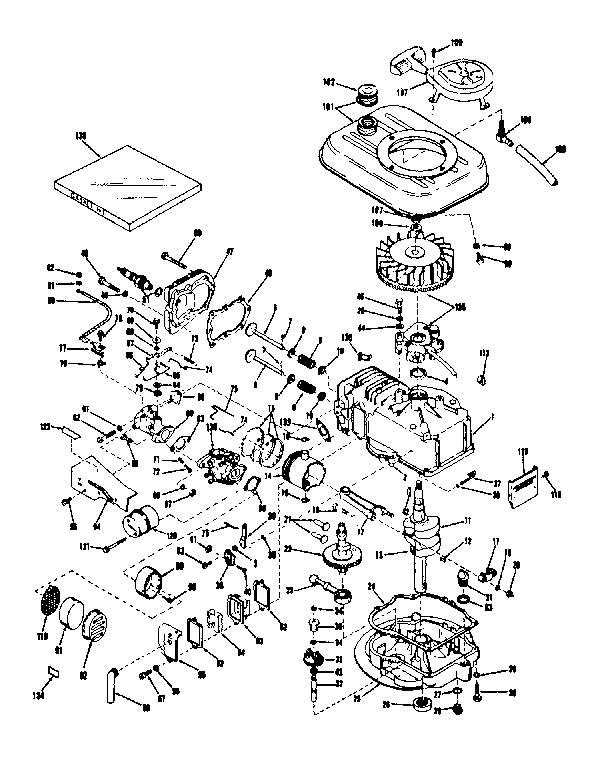 Basic Engine Diagram and Parts List for 143102210  Craftsman Engine