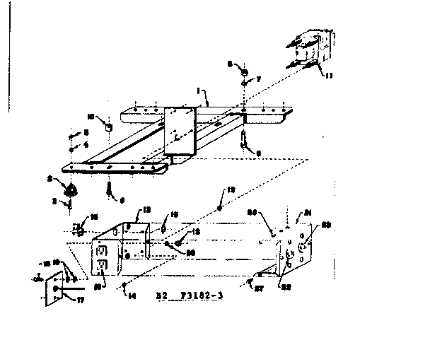 Mounting Base Diagram and Parts List for 5803182-3  Craftsman Engine