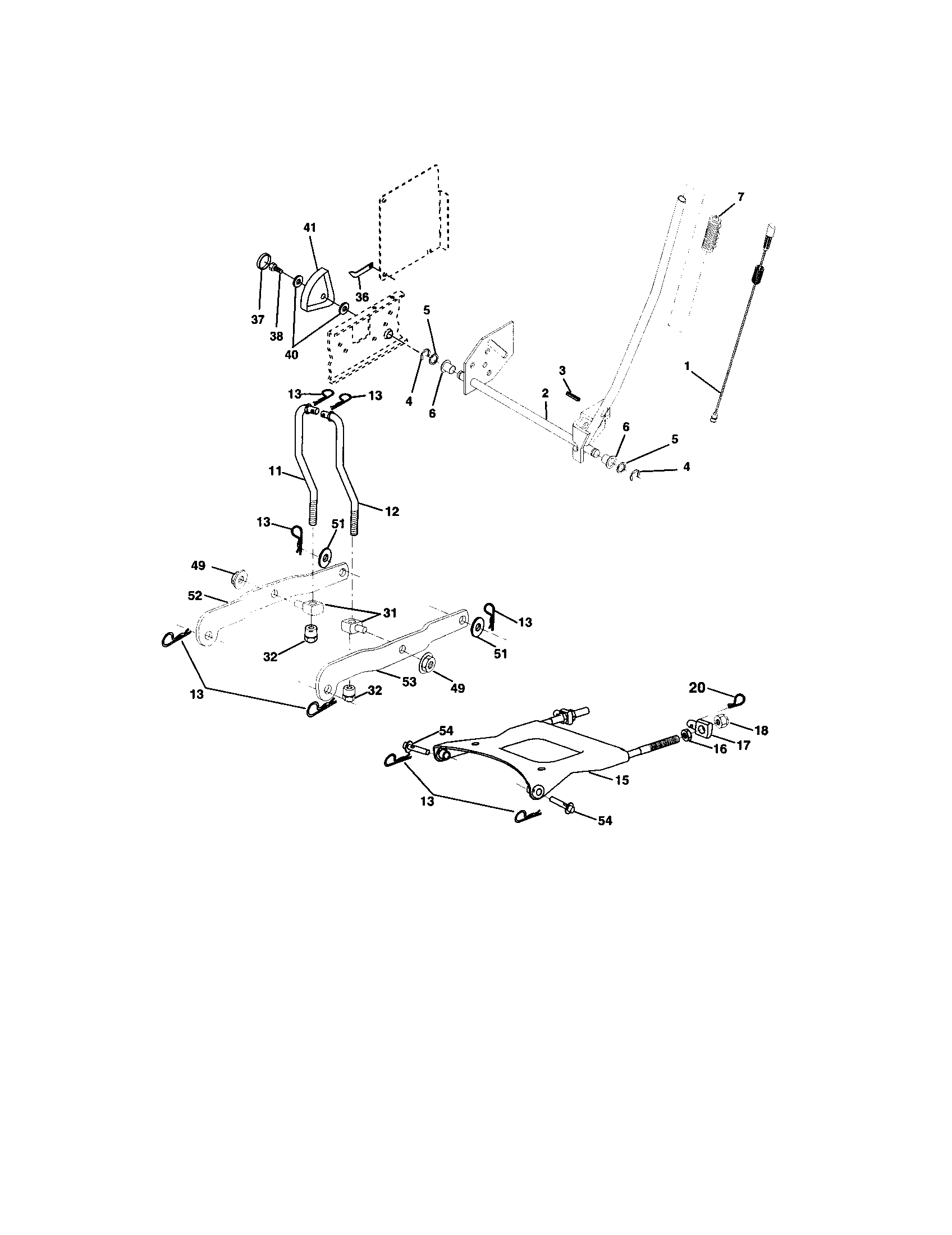 Lift Assembly Diagram and Parts List for 917273281  Craftsman Lawn Tractor