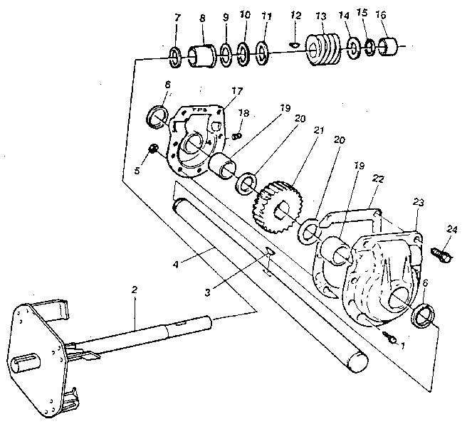 Gear Box Diagram and Parts List for 536886801  Craftsman Snow Blower