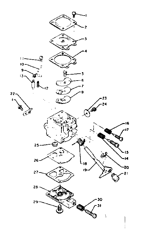 Carburetor Diagram and Parts List for 271281512  Craftsman Trimmer