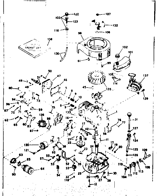 Basic Engine Diagram and Parts List for 143204072  Craftsman Engine