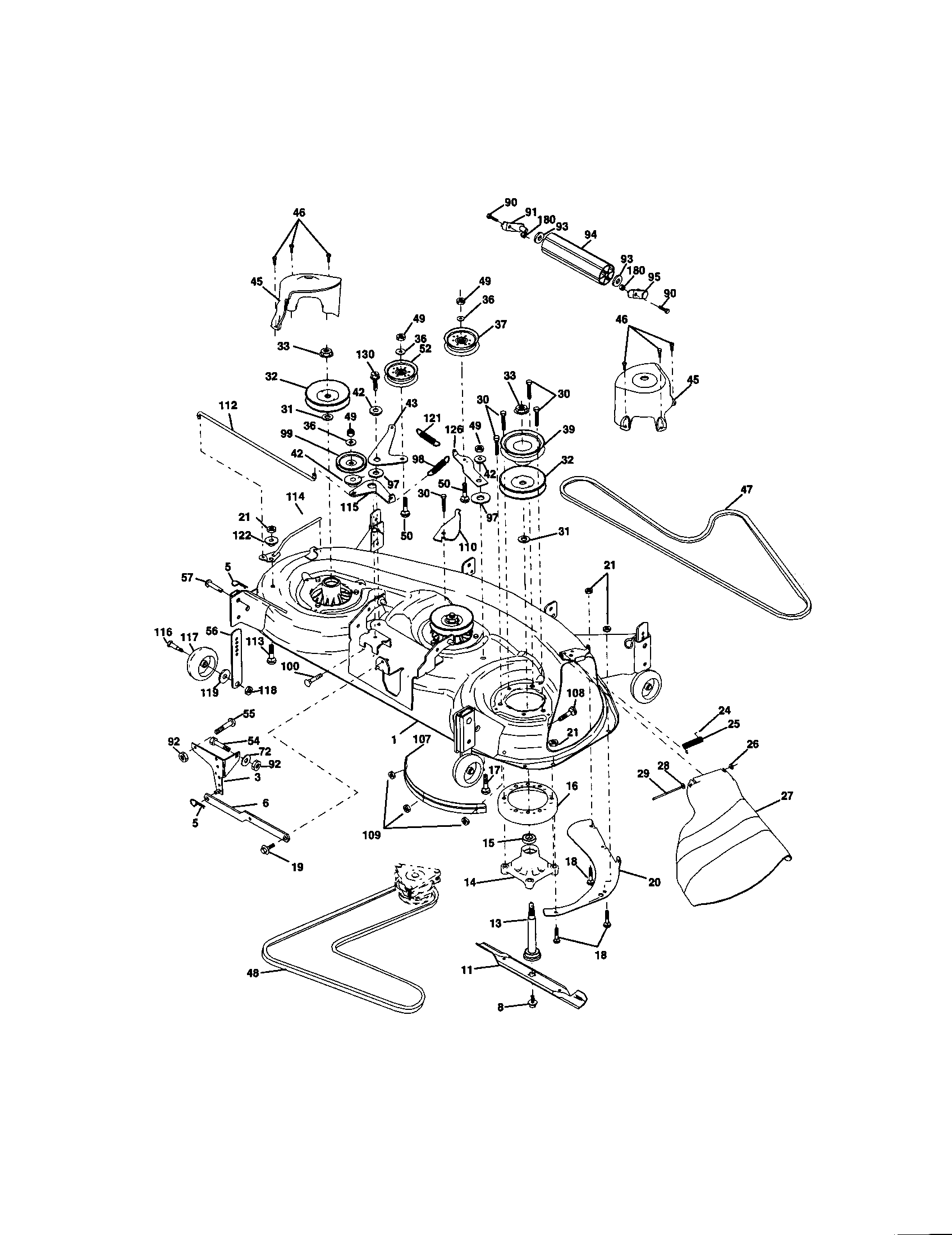 Mower Deck Diagram and Parts List for 917272262  Craftsman Lawn Tractor