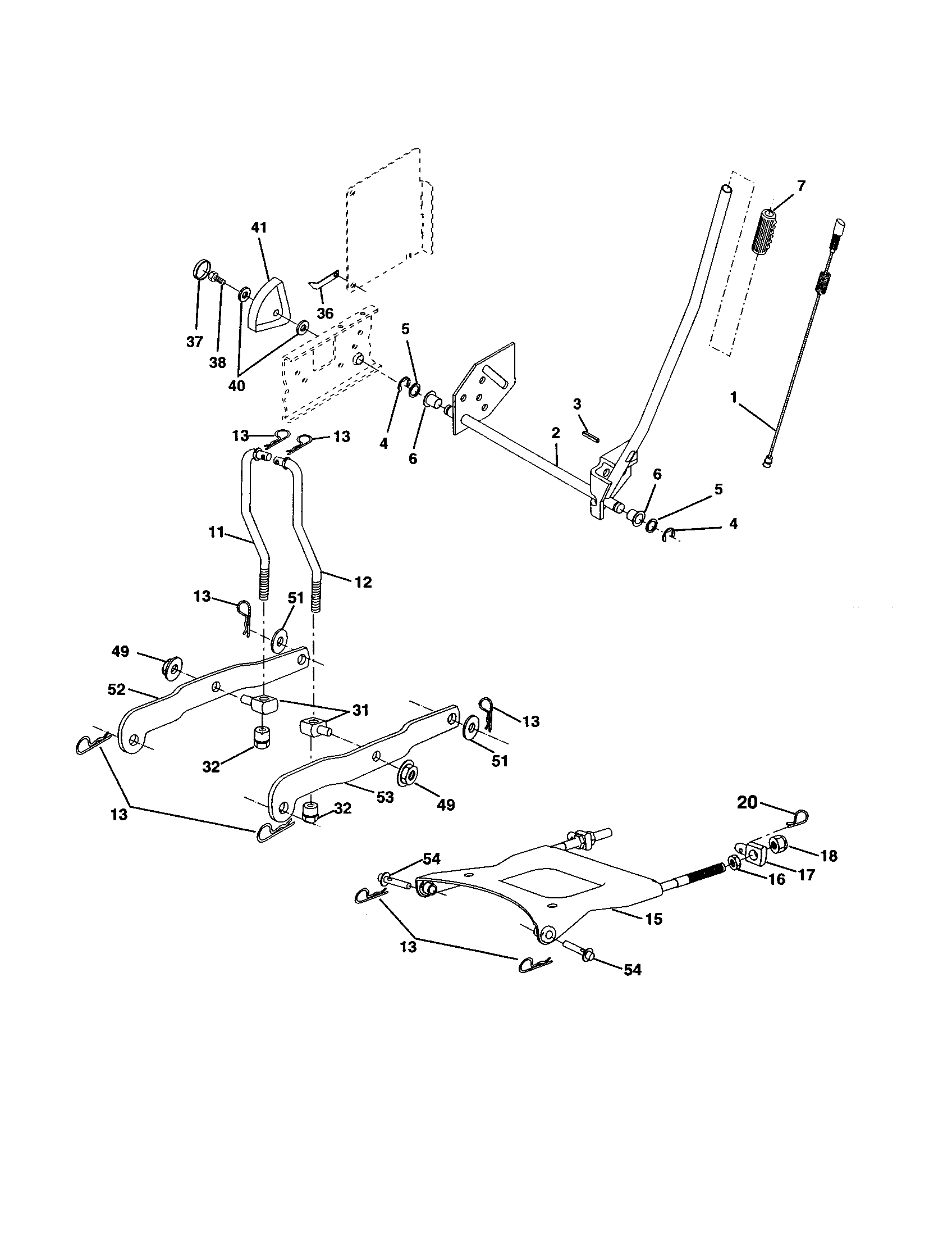 Lift Assembly Diagram and Parts List for 917277350  Craftsman Lawn Tractor