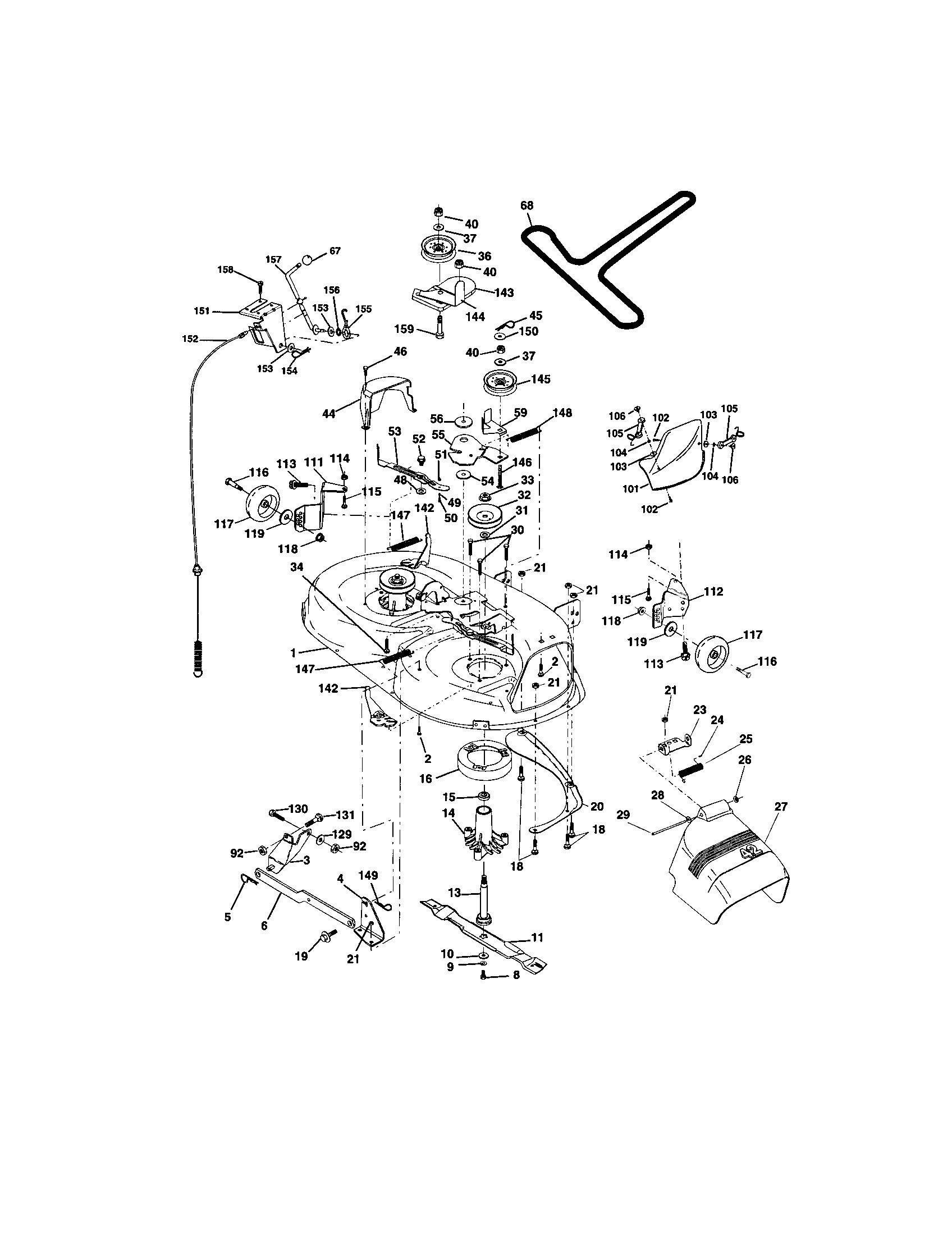 Mower Deck Diagram and Parts List for 917272074  Craftsman Lawn Tractor