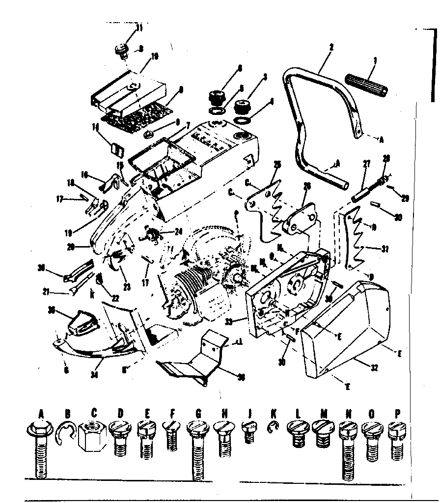 Main Frame Diagram and Parts List for 91762809  Craftsman Chainsaw