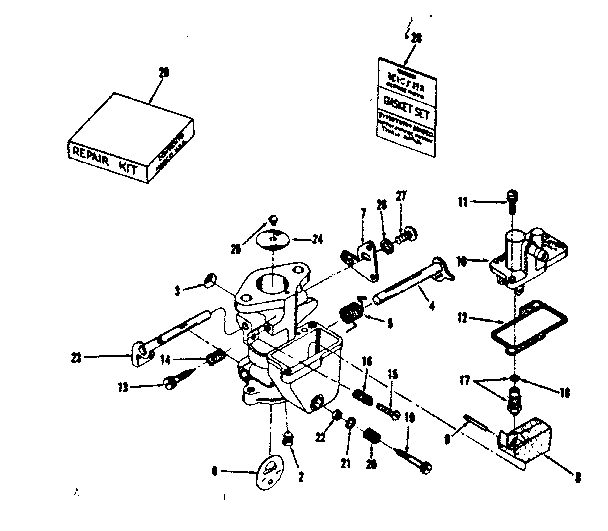 Carburetor Diagram and Parts List for 14336254  Craftsman Engine