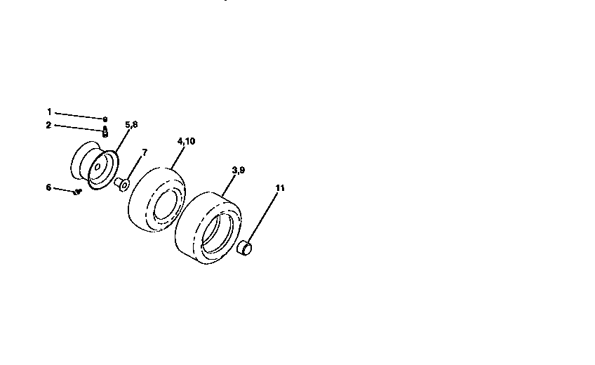 Wheel And Tires Diagram and Parts List for 917258081  Craftsman Lawn Tractor