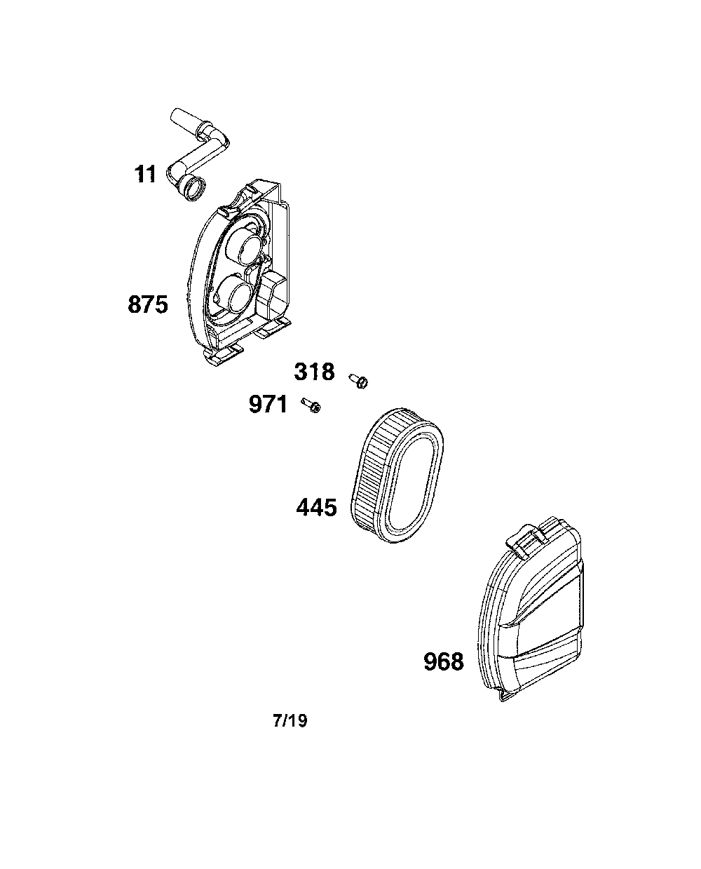 Air cleaner Diagram and Parts List for CMXGMAM1125499  Craftsman Lawn Mower