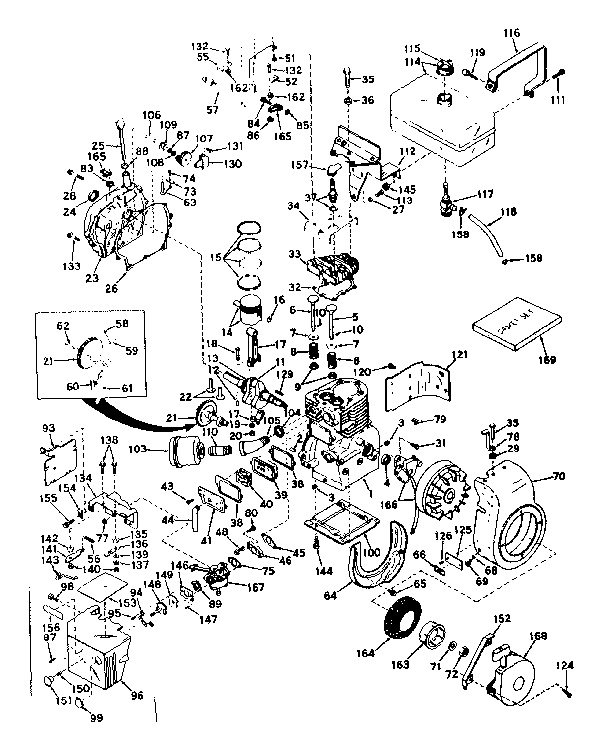 Basic Engine Diagram and Parts List for 143566012  Craftsman Engine