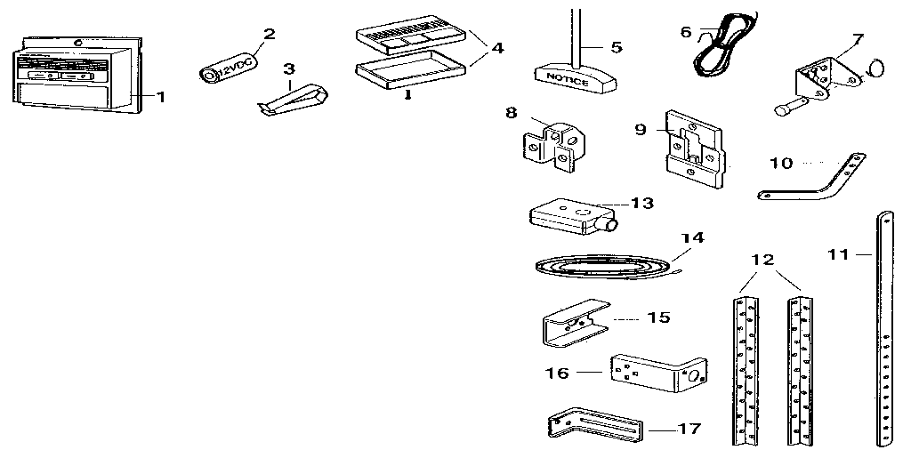 Installation Diagram and Parts List for 13953915SRT  Craftsman Garage Door Opener