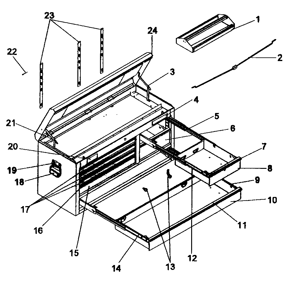 Chest Diagram and Parts List for 706597214  Craftsman Tool Stand & Cart