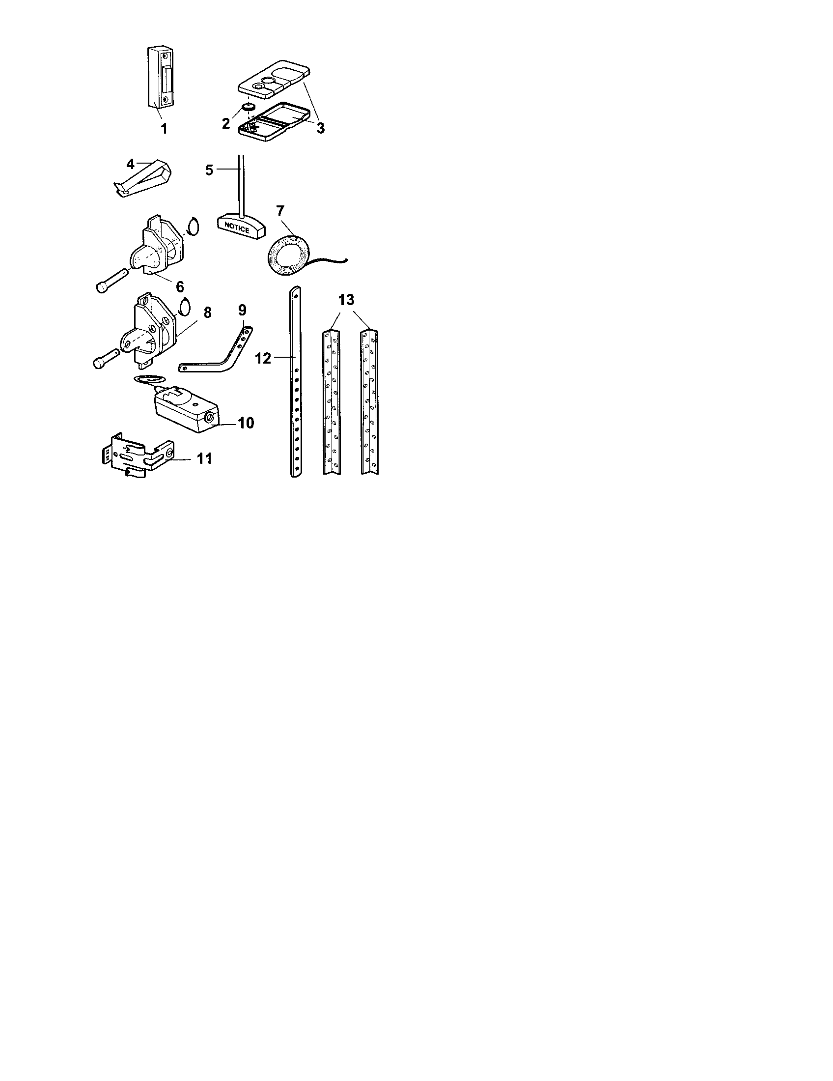 Installation Parts Diagram and Parts List for 13953910  Craftsman Garage Door Opener