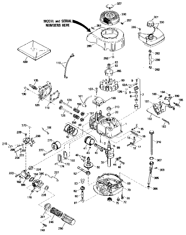 Replacement Parts Diagram and Parts List for 143434052  Craftsman Engine
