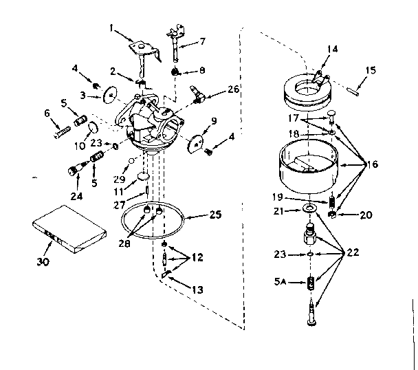 Carburetor No. 630987a Diagram and Parts List for 143164162  Craftsman Engine