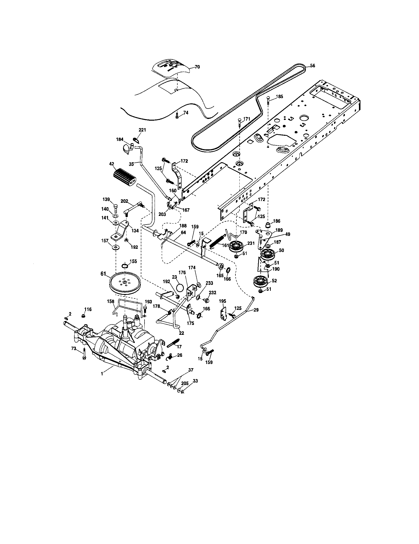 Ground Drive Diagram and Parts List for 917286130  Craftsman Lawn Tractor