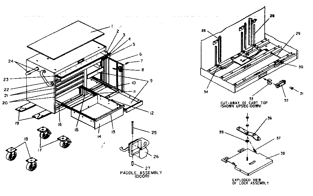Tool Cart Diagram and Parts List for 706619911  Craftsman Tool Stand & Cart