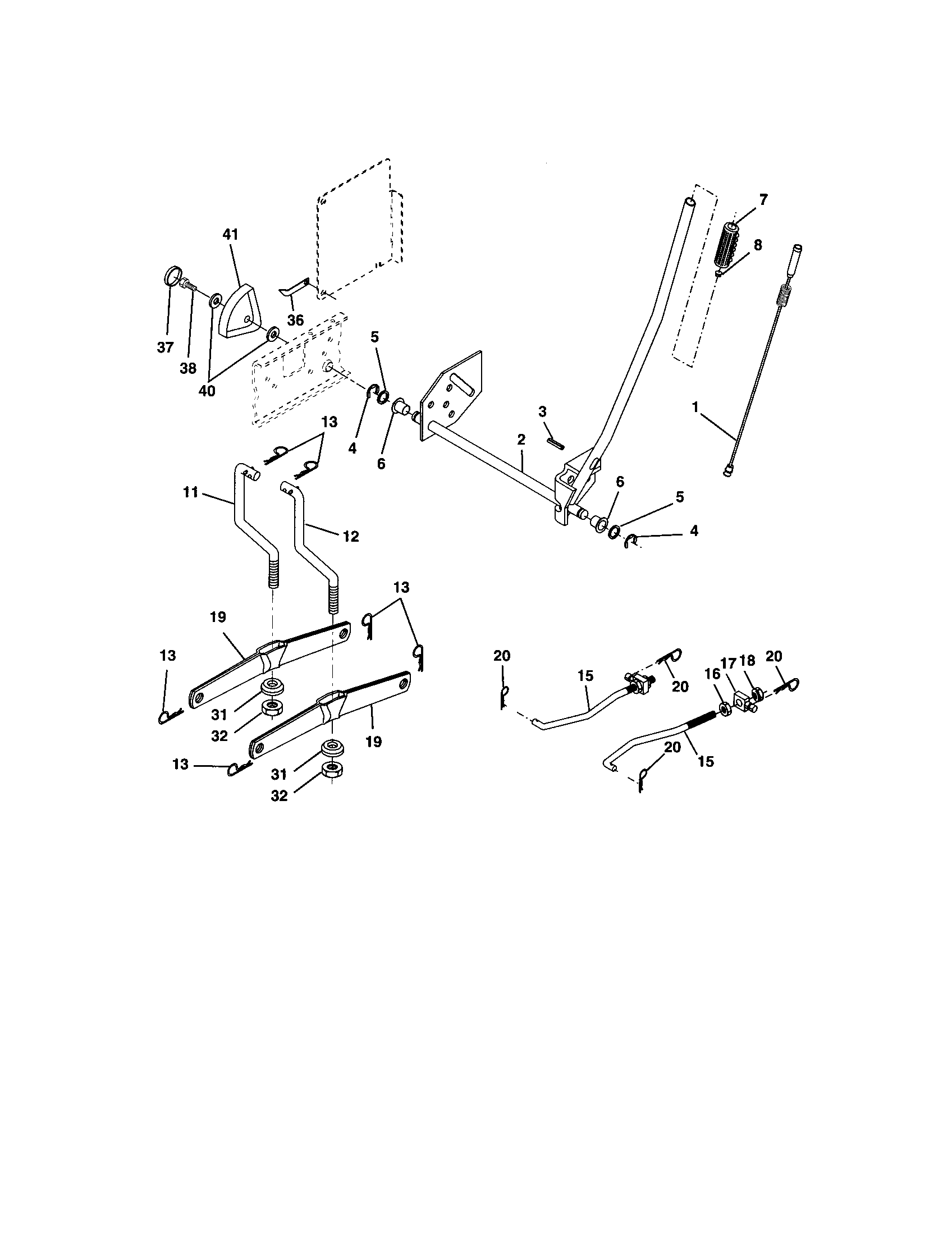 Lift Assembly Diagram and Parts List for 917273491  Craftsman Lawn Tractor