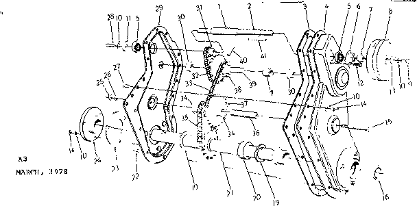 Chain Case Assembly Diagram and Parts List for 247298750  Craftsman Tiller