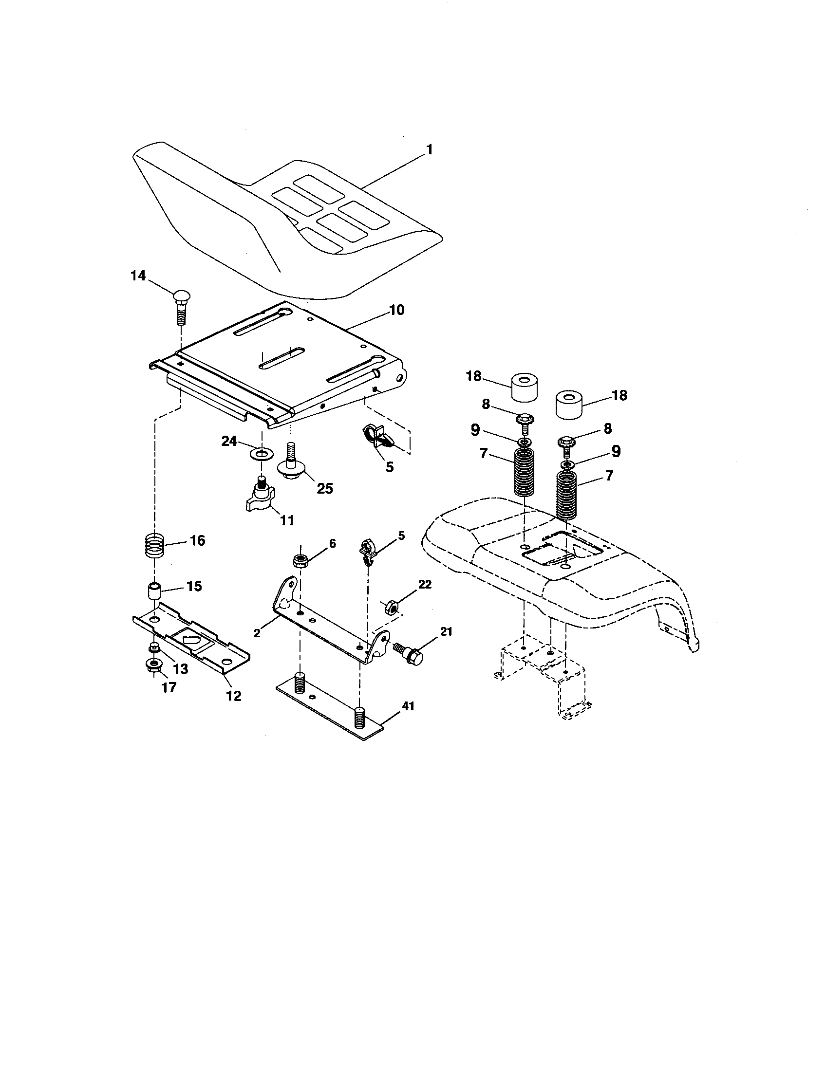 Seat Assembly Diagram and Parts List for 917275902  Craftsman Lawn Tractor