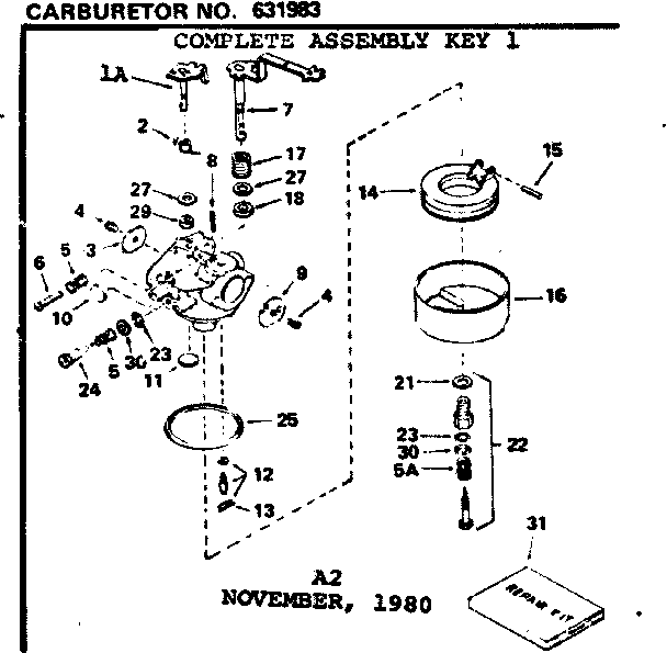 Replacement Parts Diagram and Parts List for 143676092  Craftsman Engine