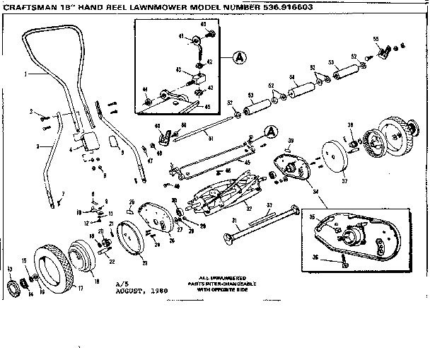 Replacement Parts Diagram and Parts List for 536916603  Craftsman Lawn Mower