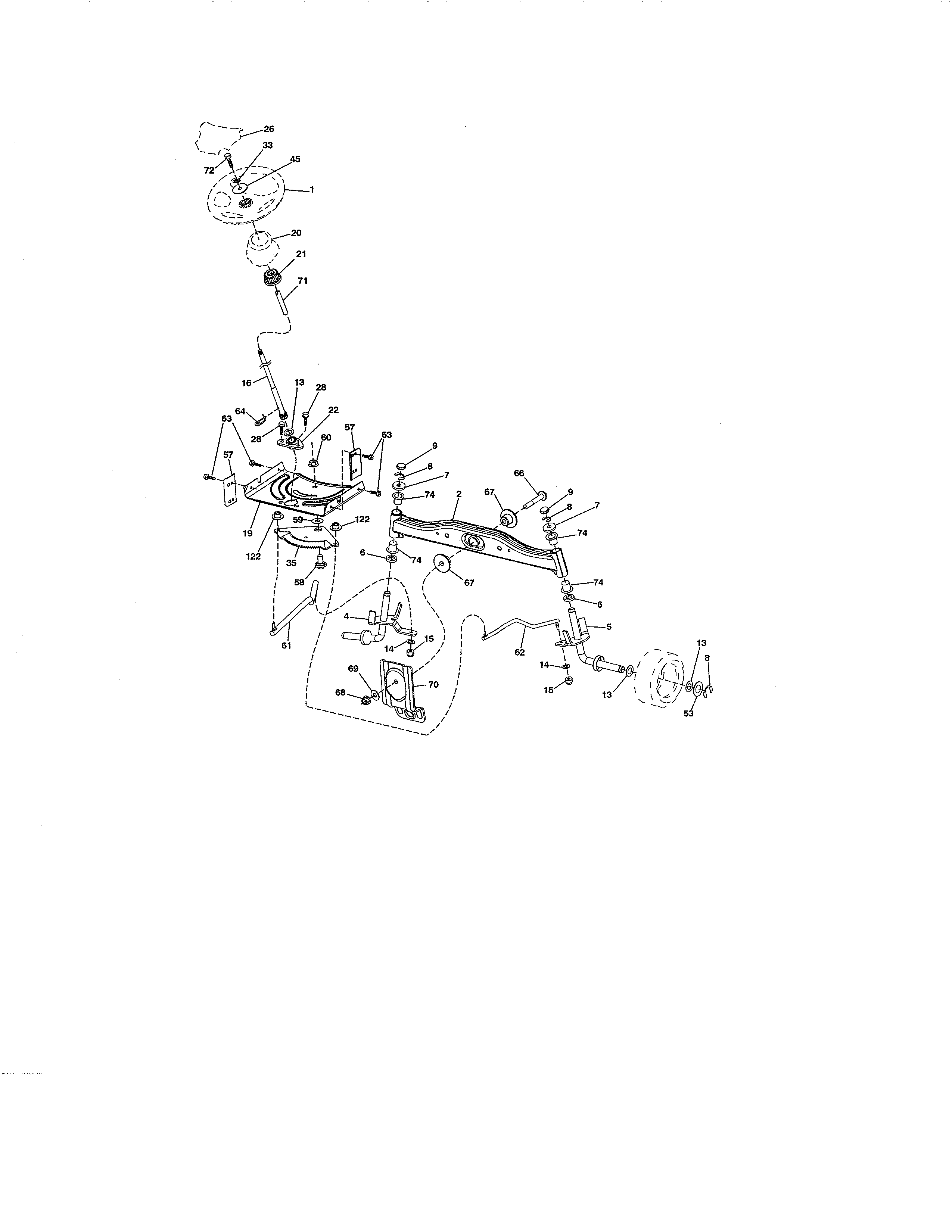 Steering Diagram and Parts List for 917992311  Craftsman Lawn Tractor